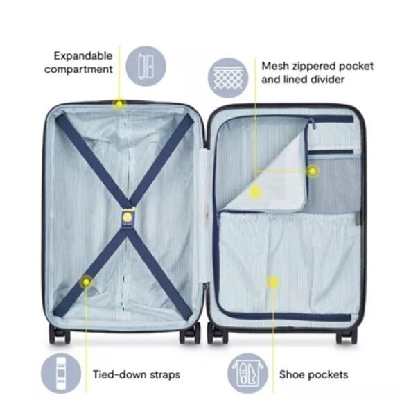 Delsey Paris Shadow 6.0 Expandable 20" Spinner Carry-on Luggage travel bag - Picture 6 of 16